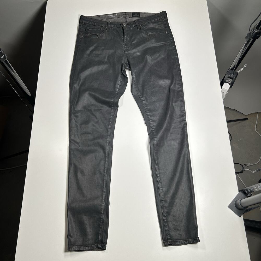 AG The Legging Ankle Womens 30x29 Super Skinny Black Coated Faux Leather Jeans